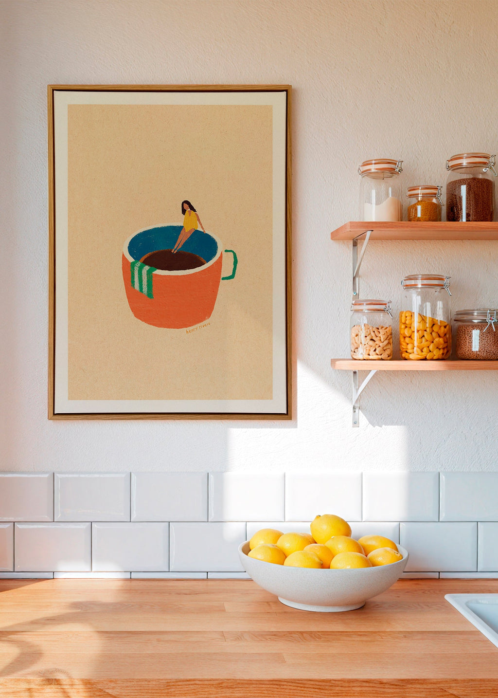 Art de cuisine: tasse de café illustrée avec personnage – Canvas1