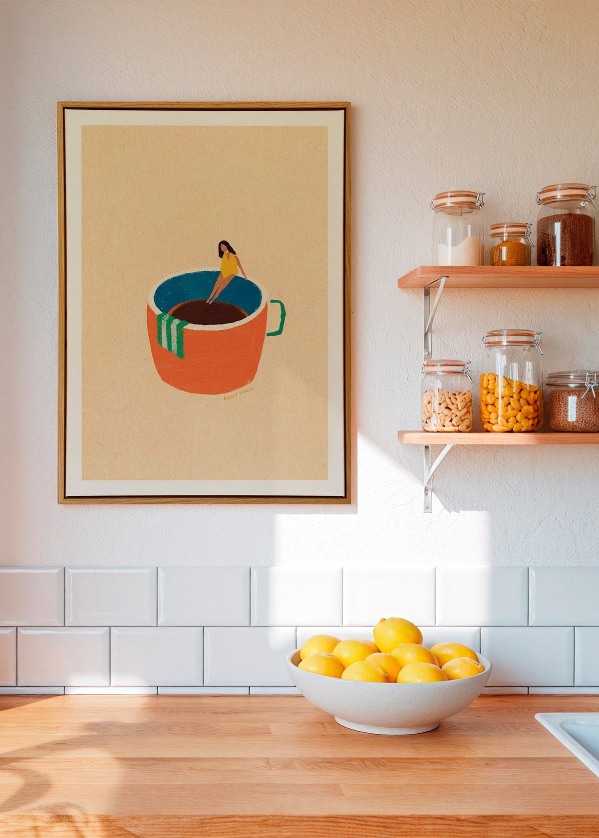 Art de cuisine: tasse de café illustrée avec personnage – Canvas1