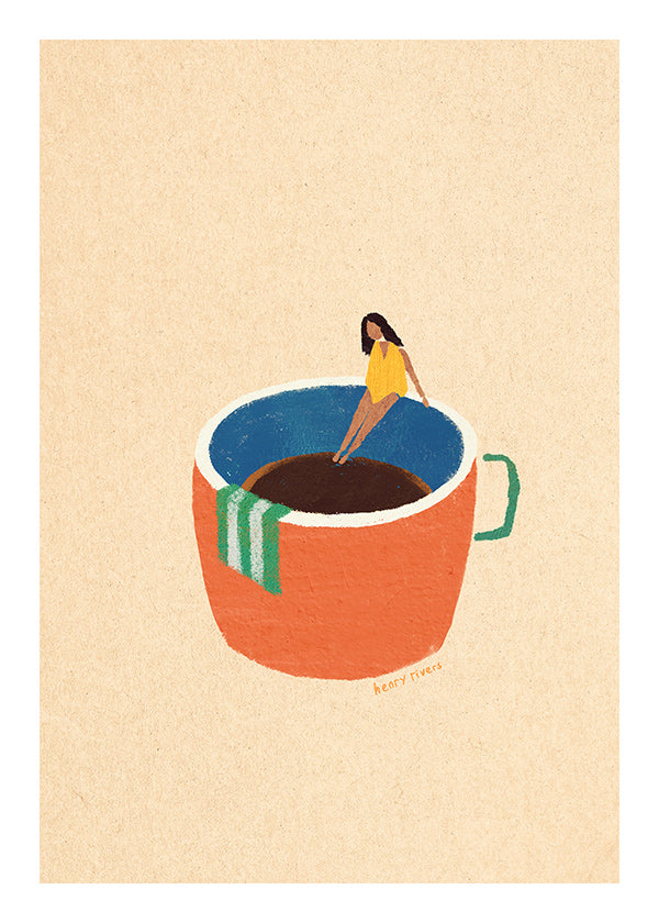 Art de cuisine: tasse de café illustrée avec personnage