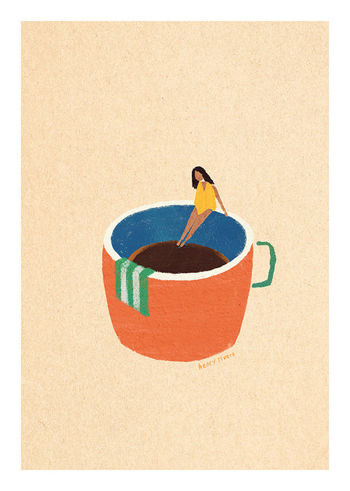 Art de cuisine: tasse de café illustrée avec personnage