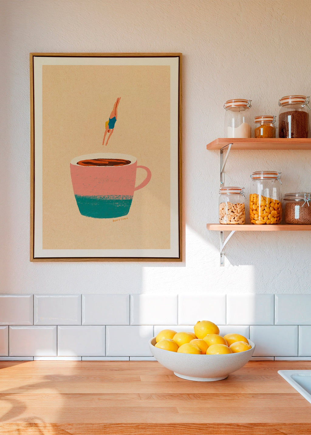 Art de cuisine con tasse rose et plongeuse – Canvas1