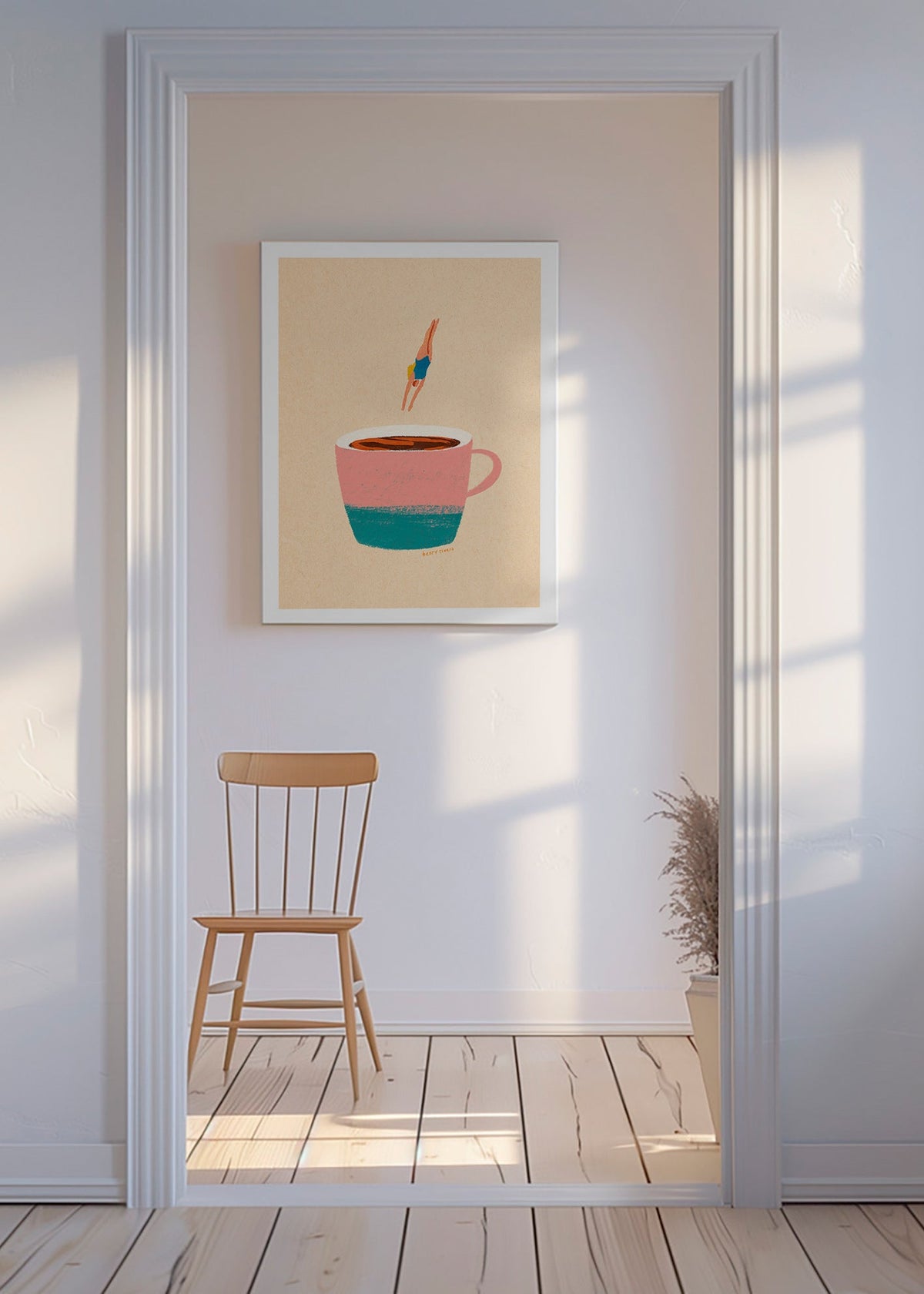 Art de cuisine con tasse rose et plongeuse – Canvas