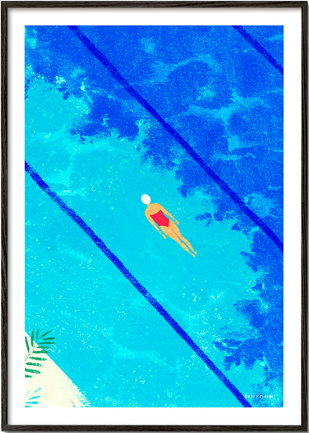 Illustration de nageuse en piscine – Black Frame