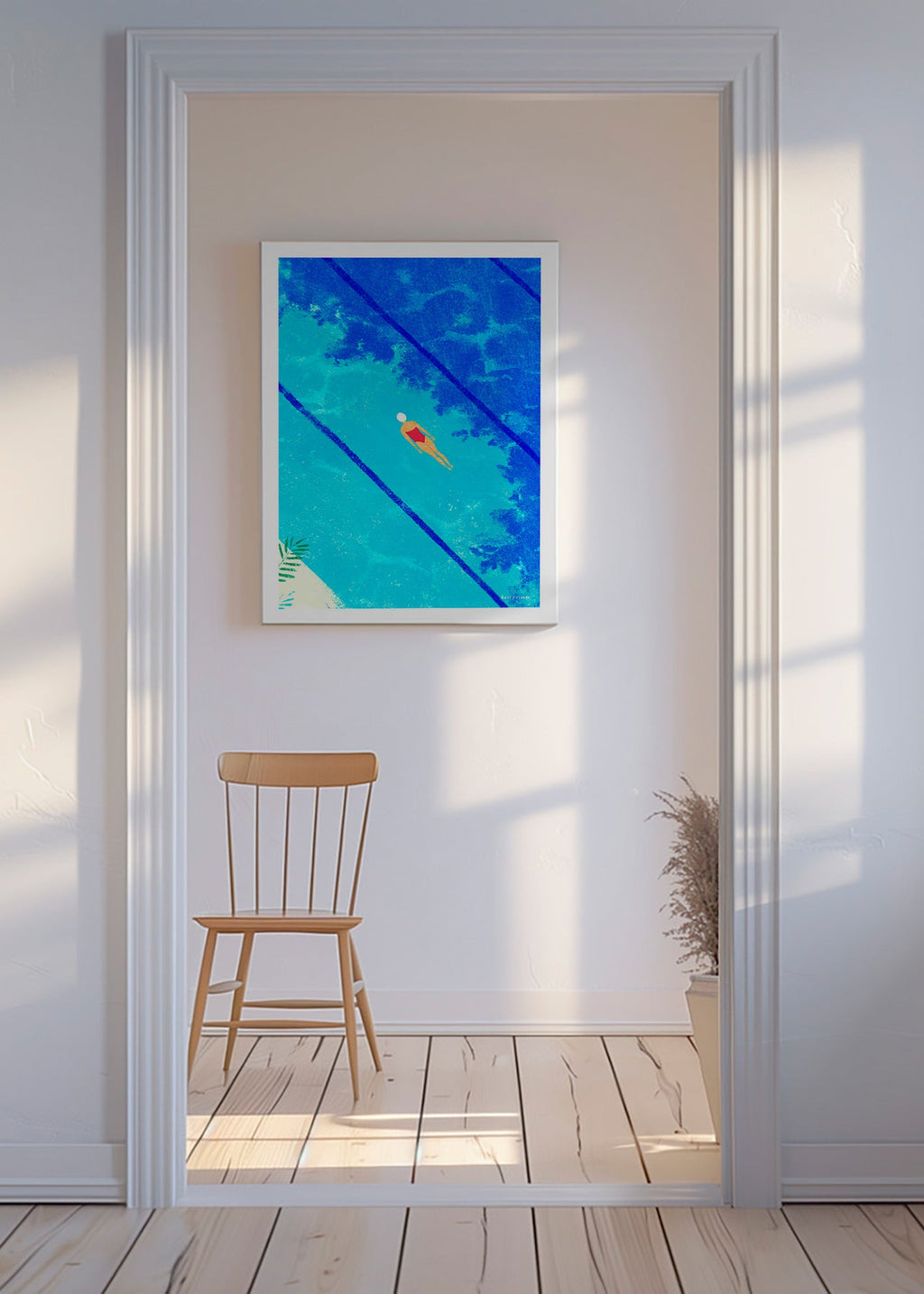 Illustration de nageuse en piscine – Canvas