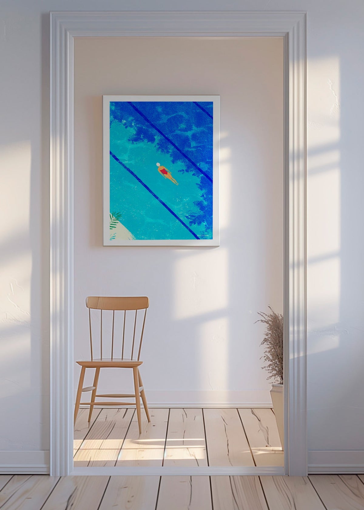 Illustration de nageuse en piscine – Canvas
