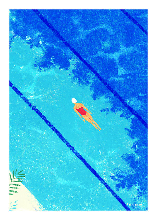 Illustration de nageuse en piscine