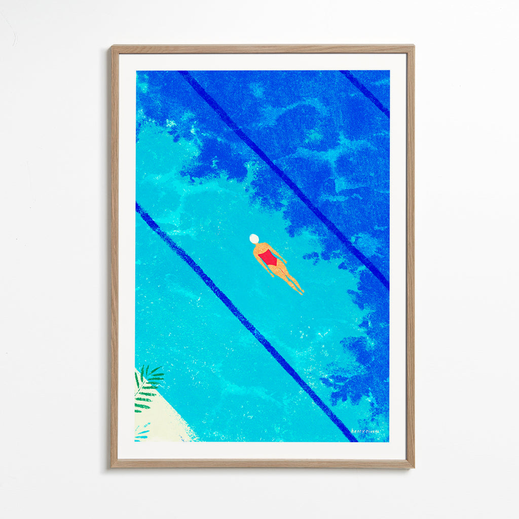 Illustration de nageuse en piscine – Oak Frame