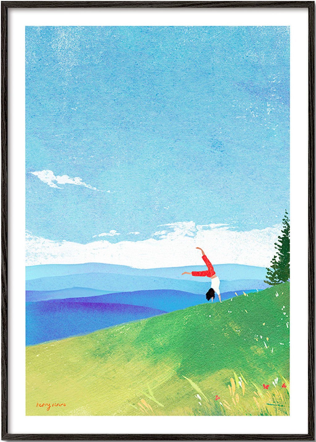 Art de paysage: figure en équilibre sur la colline – Black Frame
