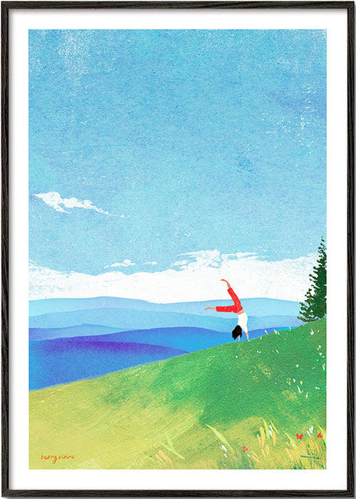 Art de paysage: figure en équilibre sur la colline – Black Frame