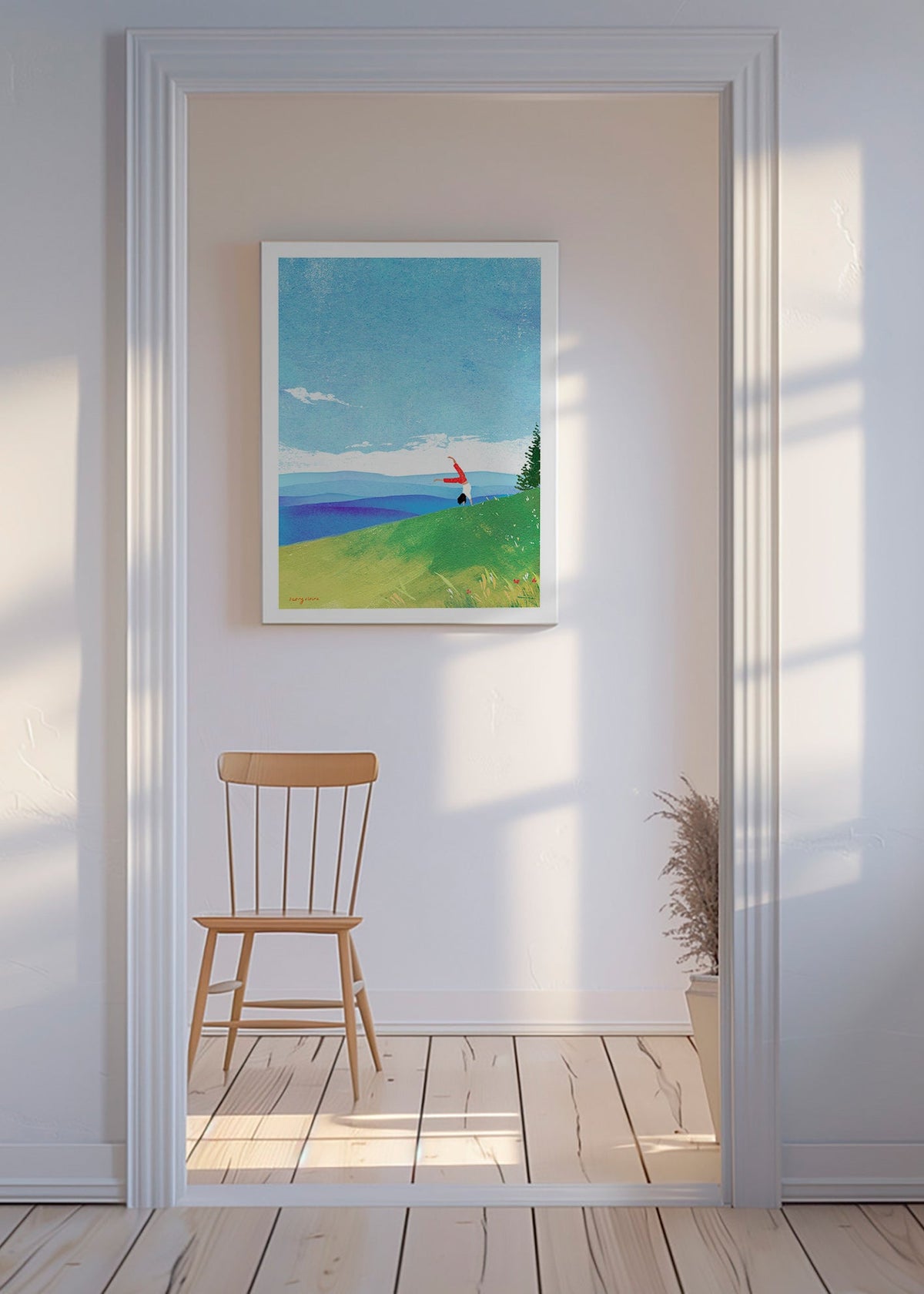 Art de paysage: figure en équilibre sur la colline – Canvas