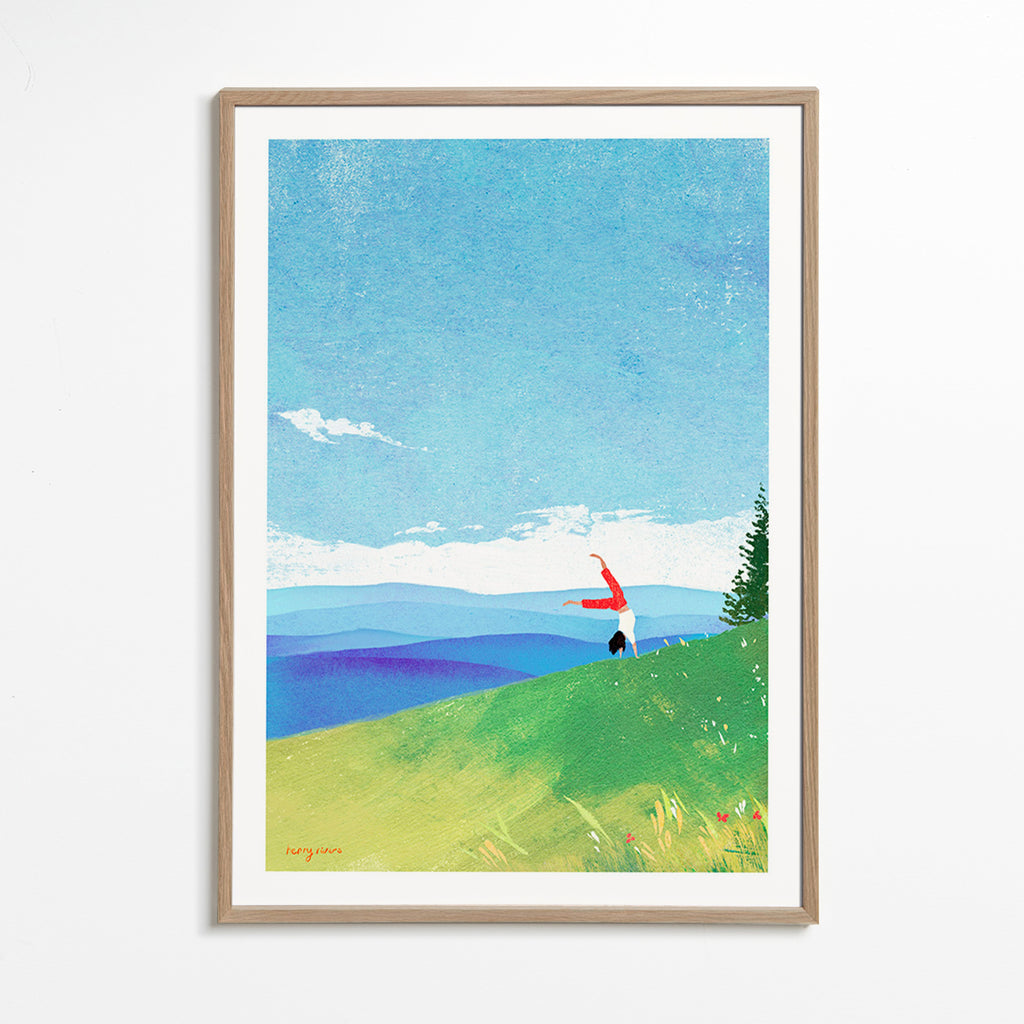 Art de paysage: figure en équilibre sur la colline – Oak Frame