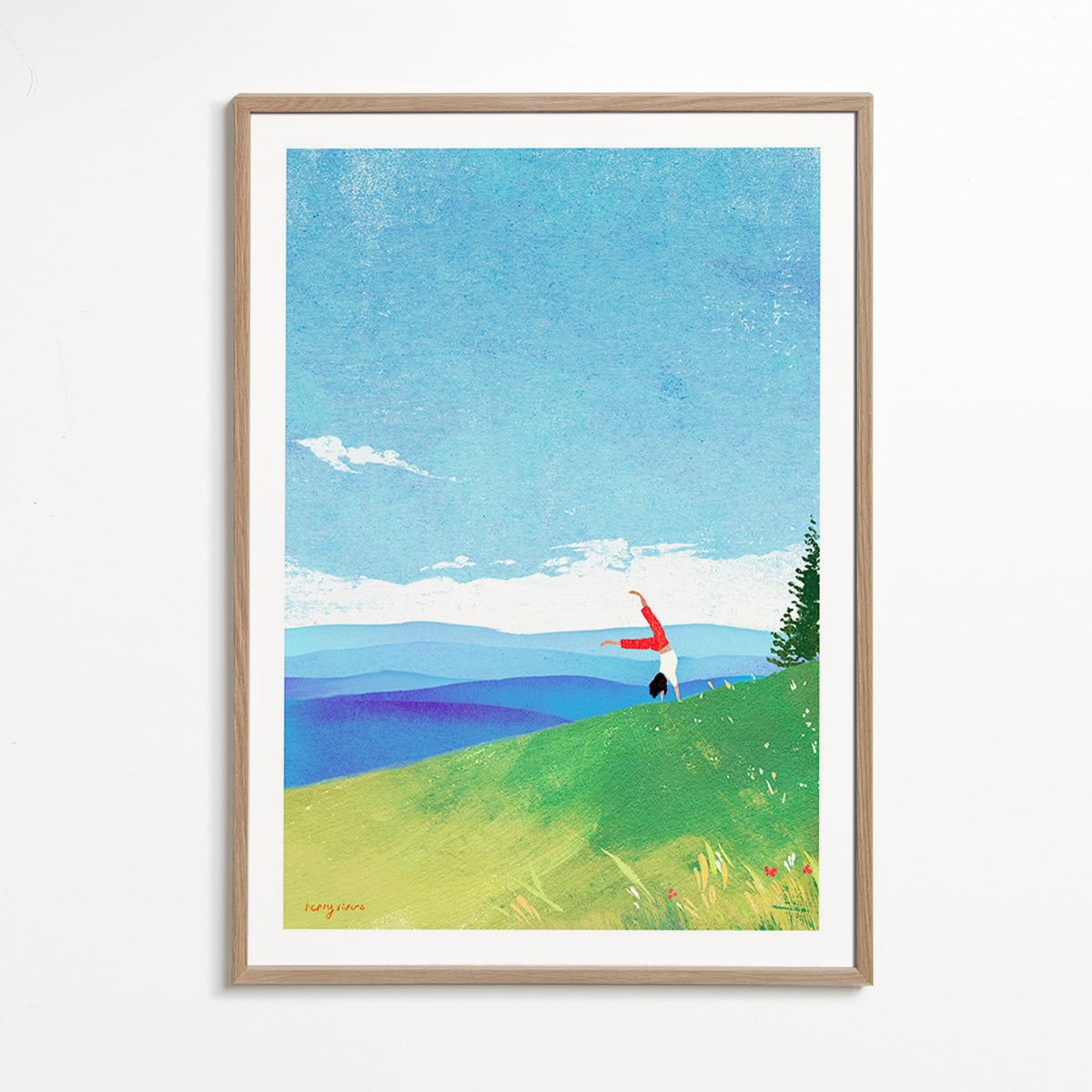 Art de paysage: figure en équilibre sur la colline – Oak Frame