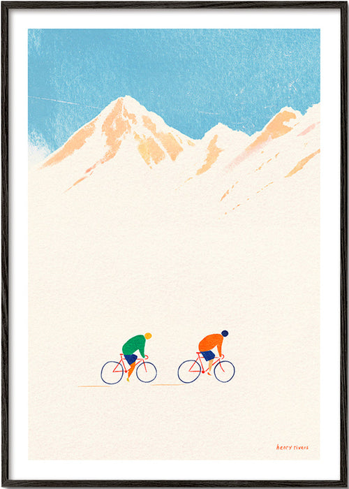Art sportif avec cyclistes en montagne – Black Frame