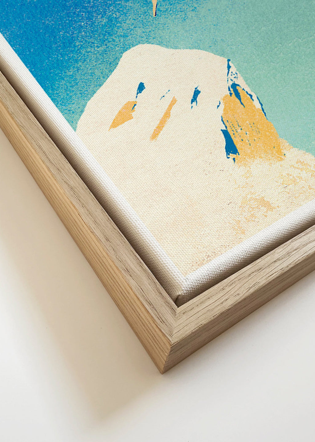 Illustration: plongeon depuis une falaise sur ciel bleu – Canvas detail