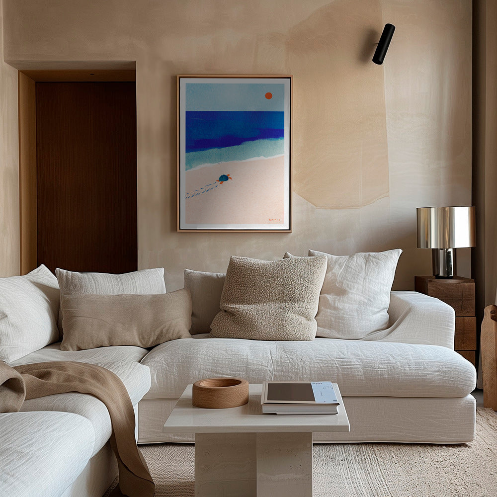 Illustration de tortue en bord de mer – Canvas2