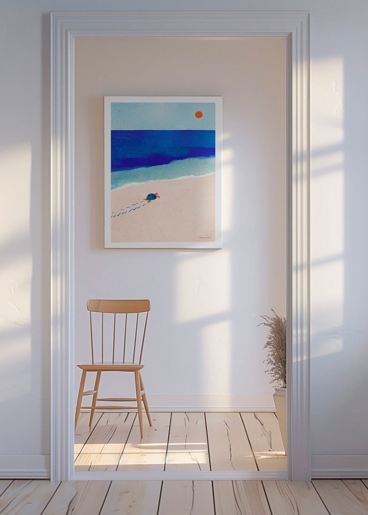 Illustration de tortue en bord de mer – Canvas