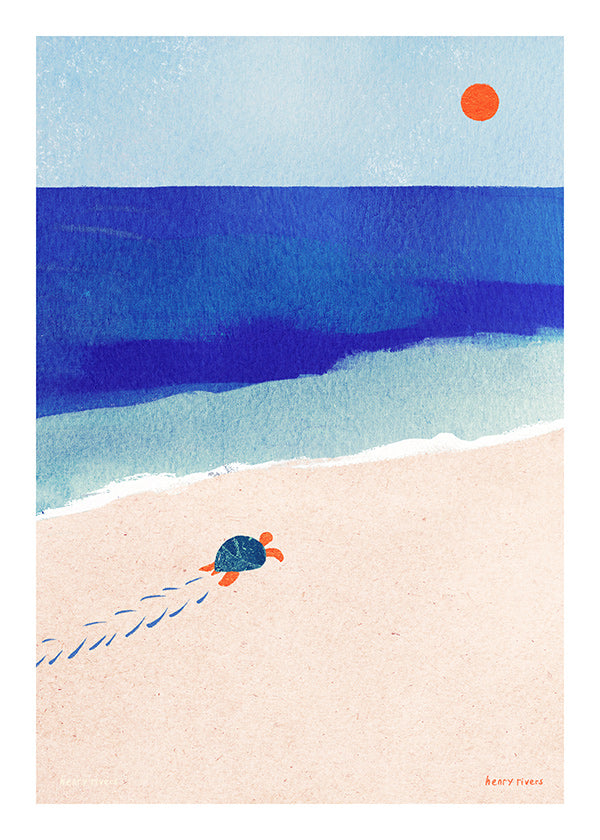 Illustration de tortue en bord de mer