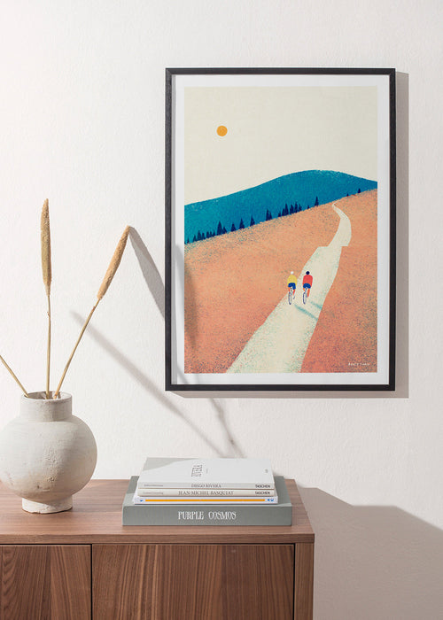 Art sportif : deux cyclistes sur un chemin ensoleillé – Product1