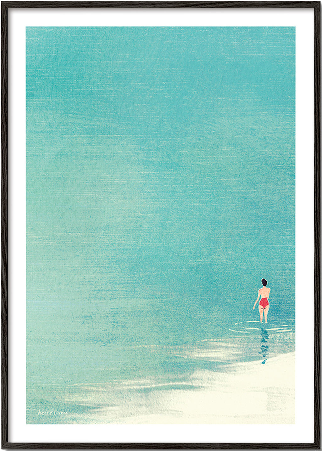 Art de paysage : baigneuse en horizon serein – Black Frame