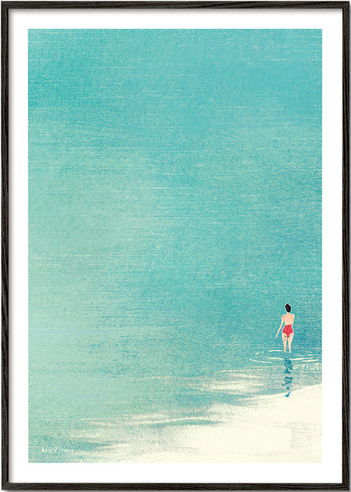 Art de paysage : baigneuse en horizon serein – Black Frame