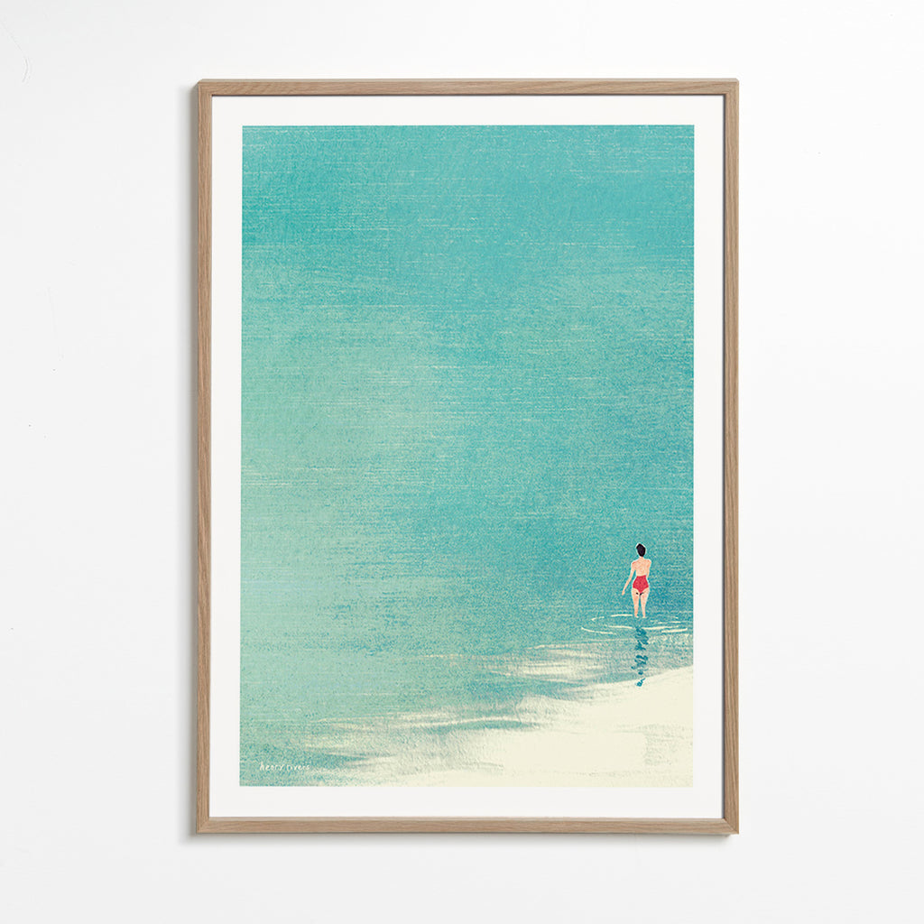 Art de paysage : baigneuse en horizon serein – Oak Frame