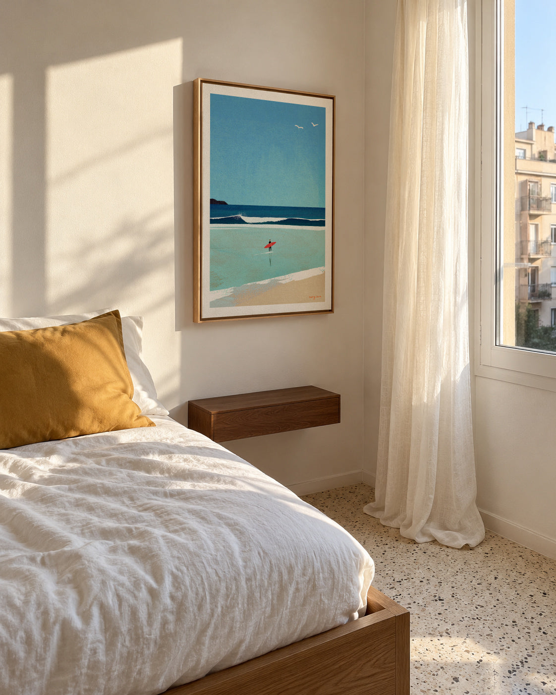 Morning surf - Framed canvas in an interior