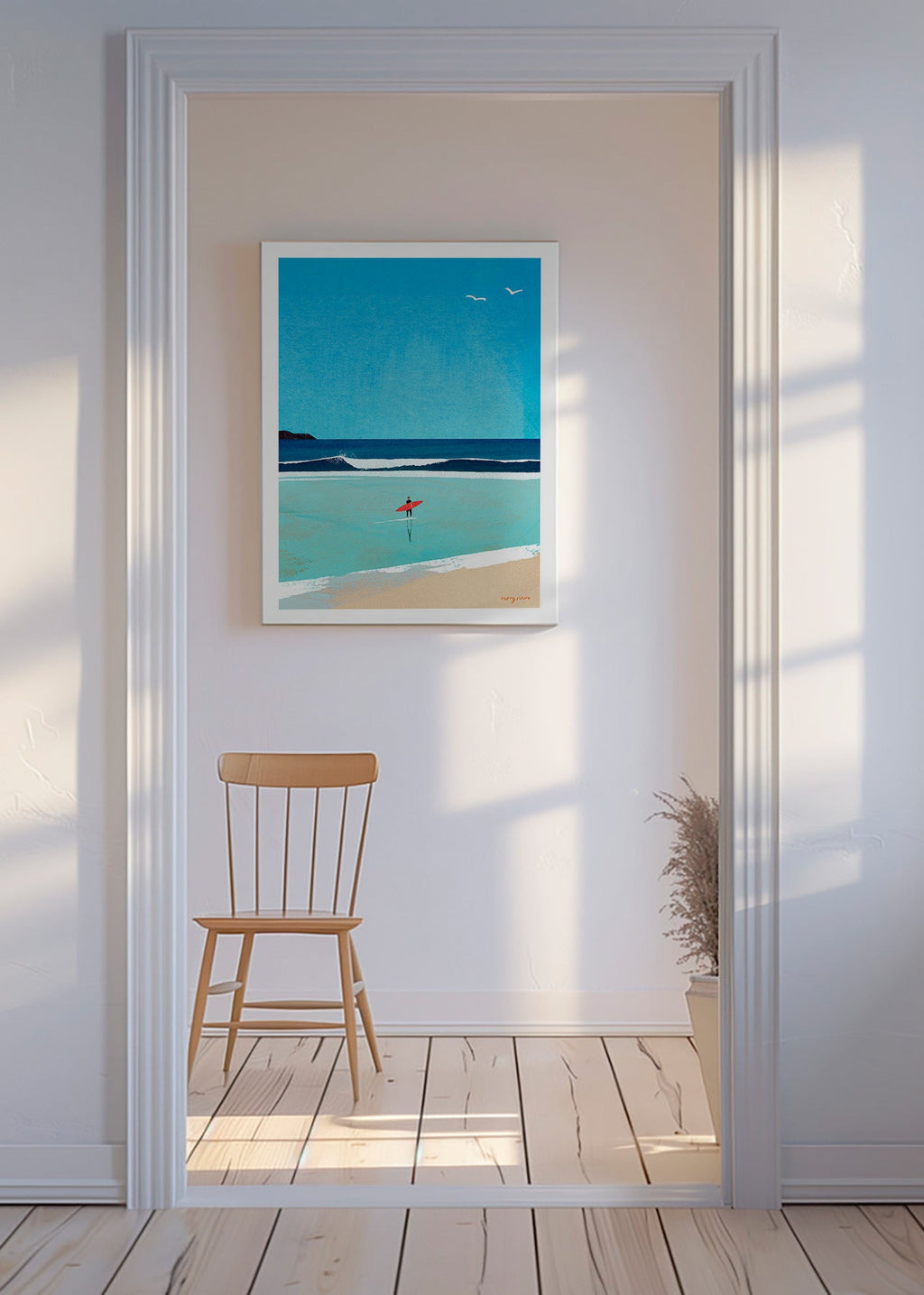Cuadro deportivo: surfeur au bord de la mer – Canvas