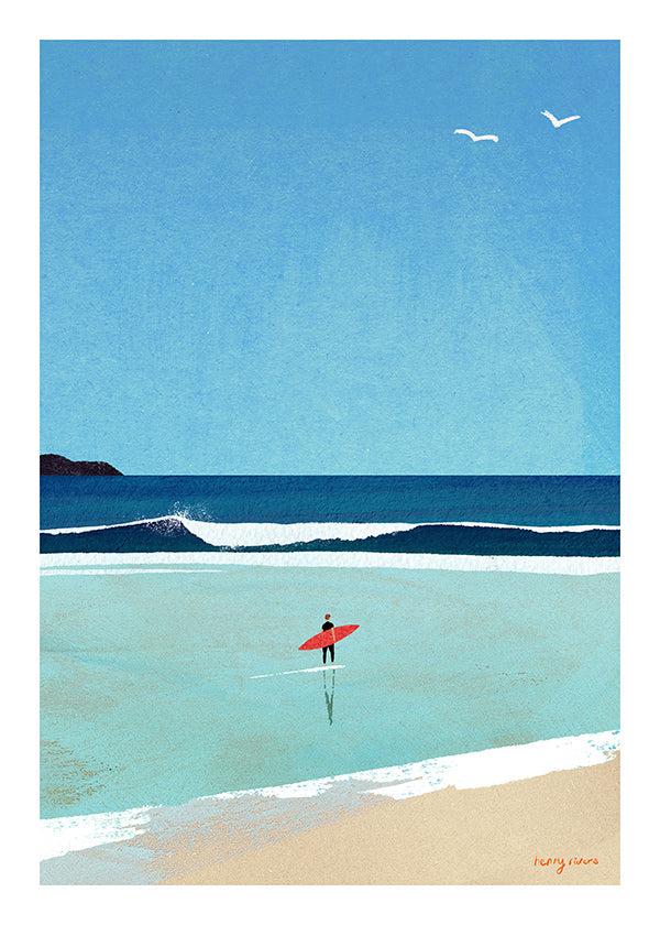 Cuadro deportivo: surfeur au bord de la mer