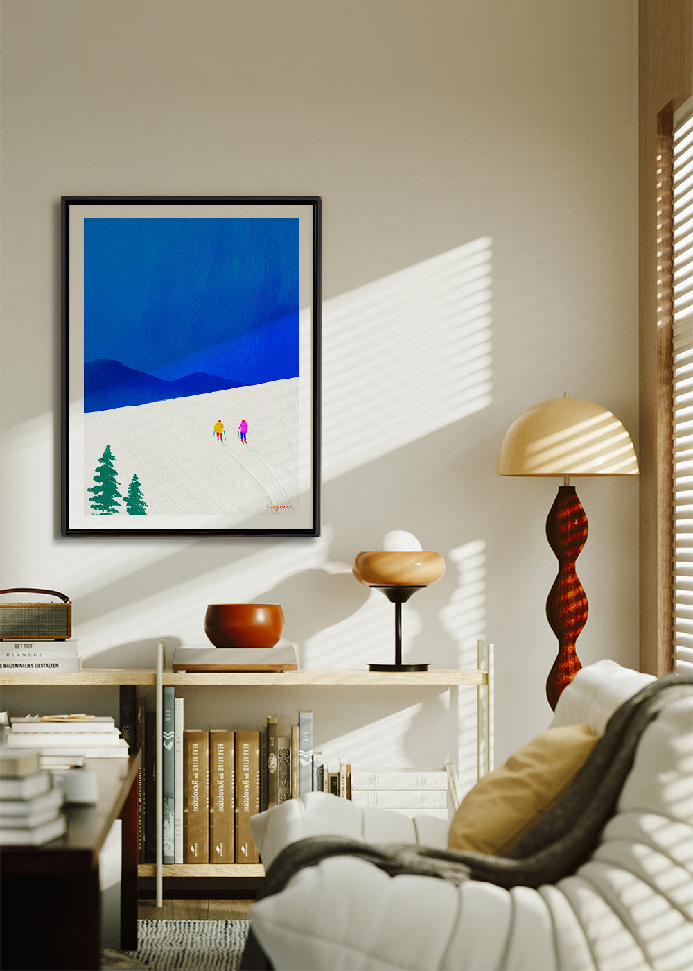 Art sportif: deux skieurs sur la pente – Canvas1