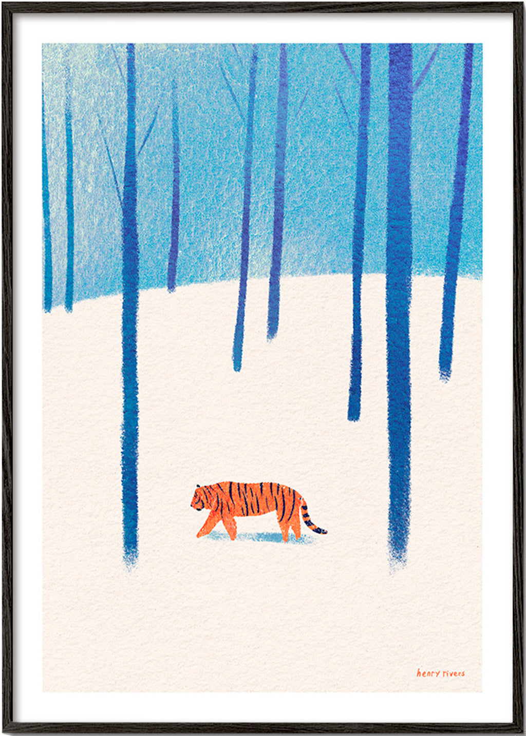 Œuvre tigre dans la neige – Black Frame