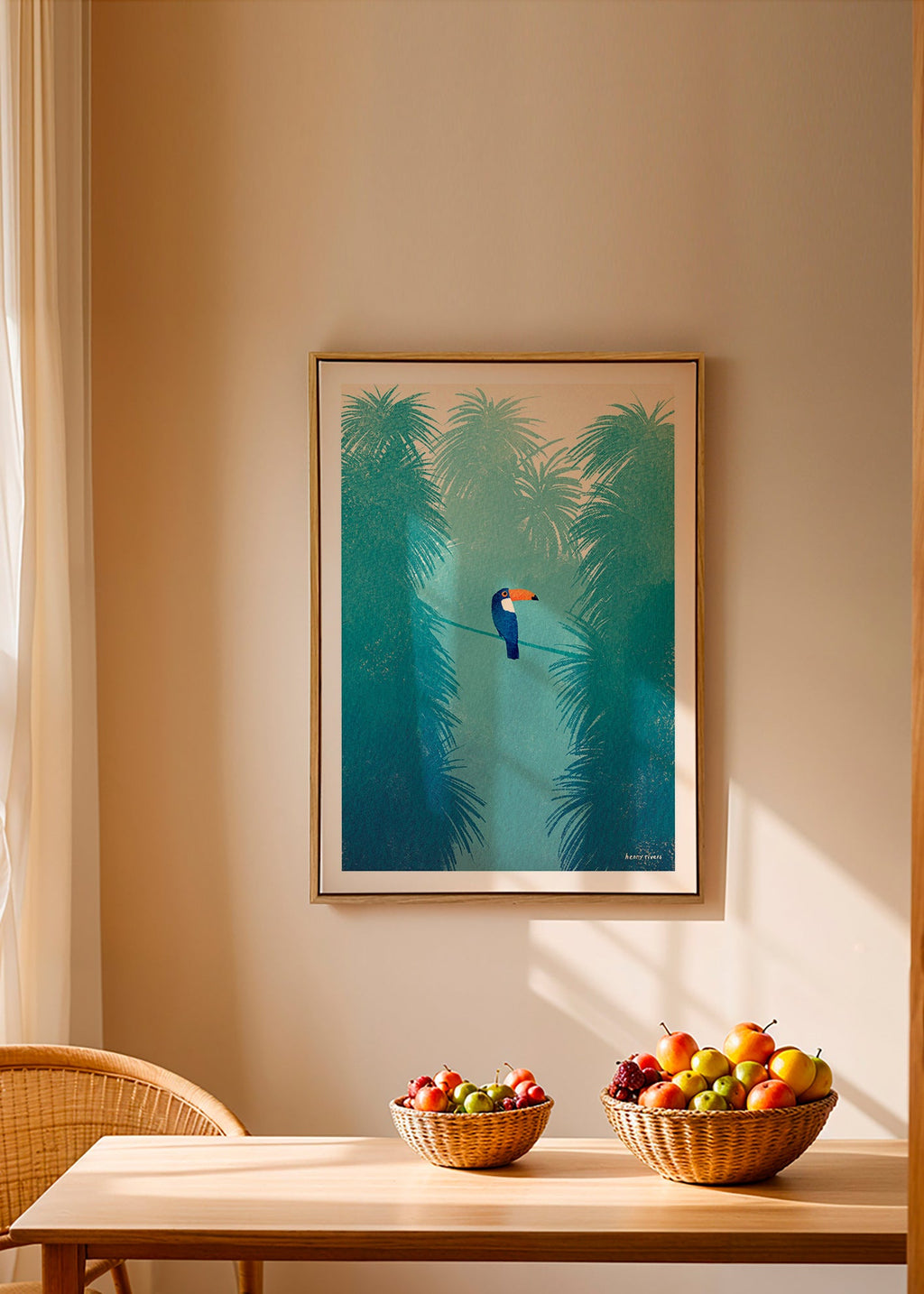 Tucan illustré sur branche tropicale – Canvas2