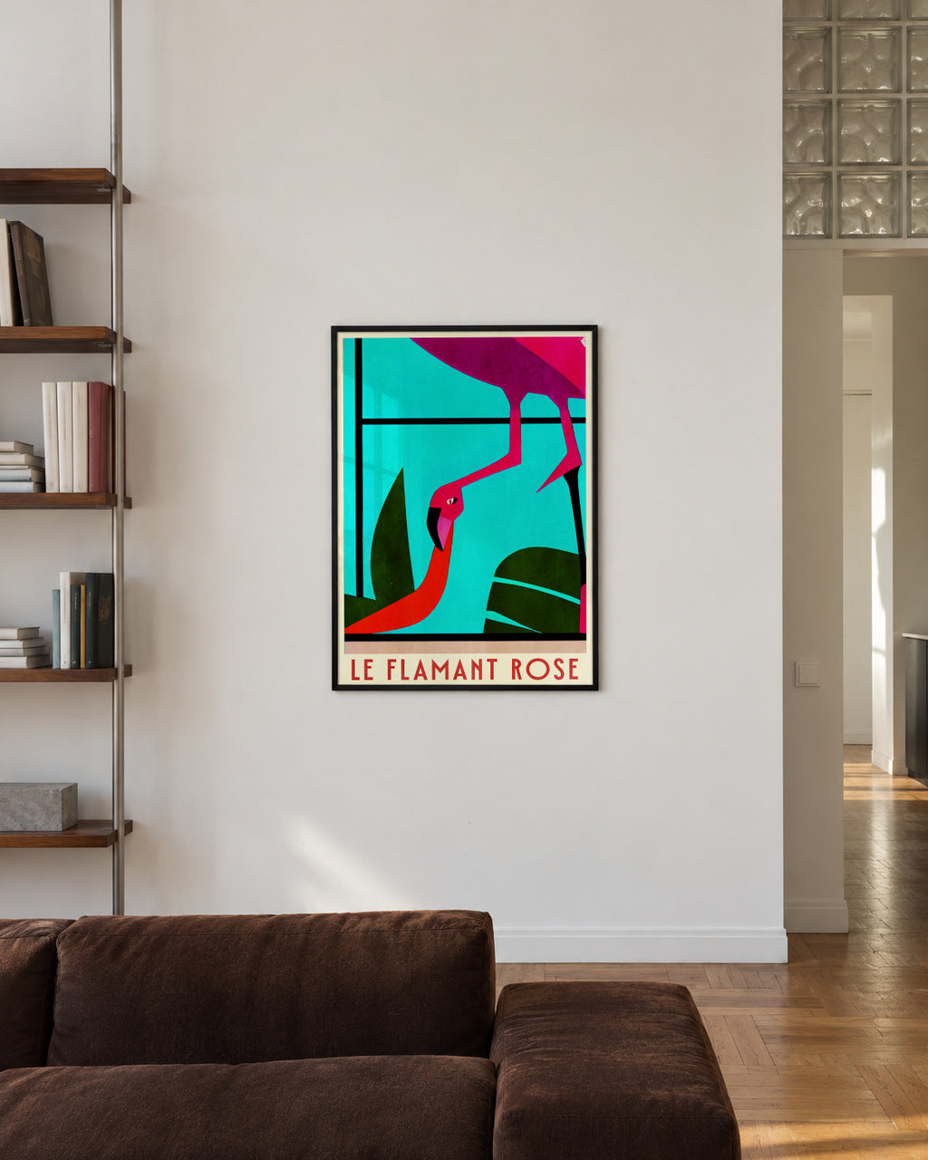 Le Flamant Rose? - Framed poster in an interior