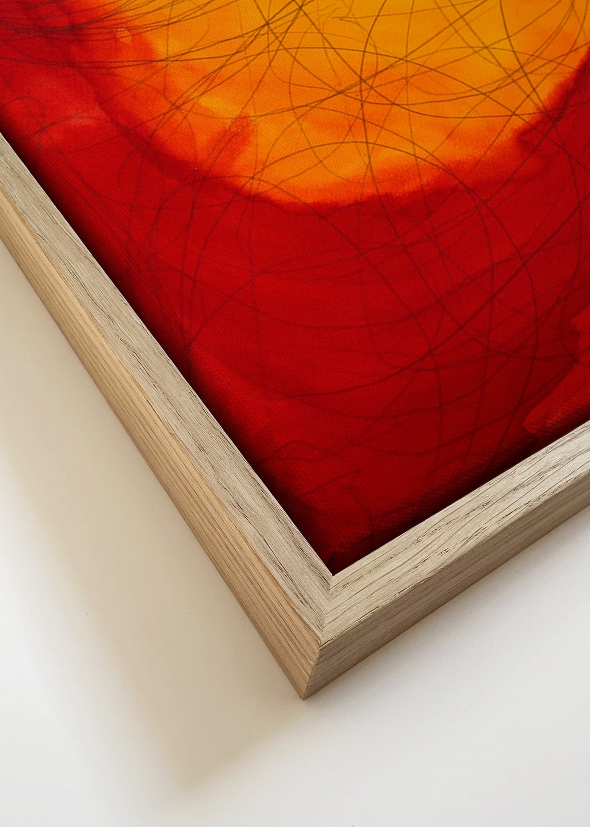 Tableau abstrait rouge et jaune – Canvas detail