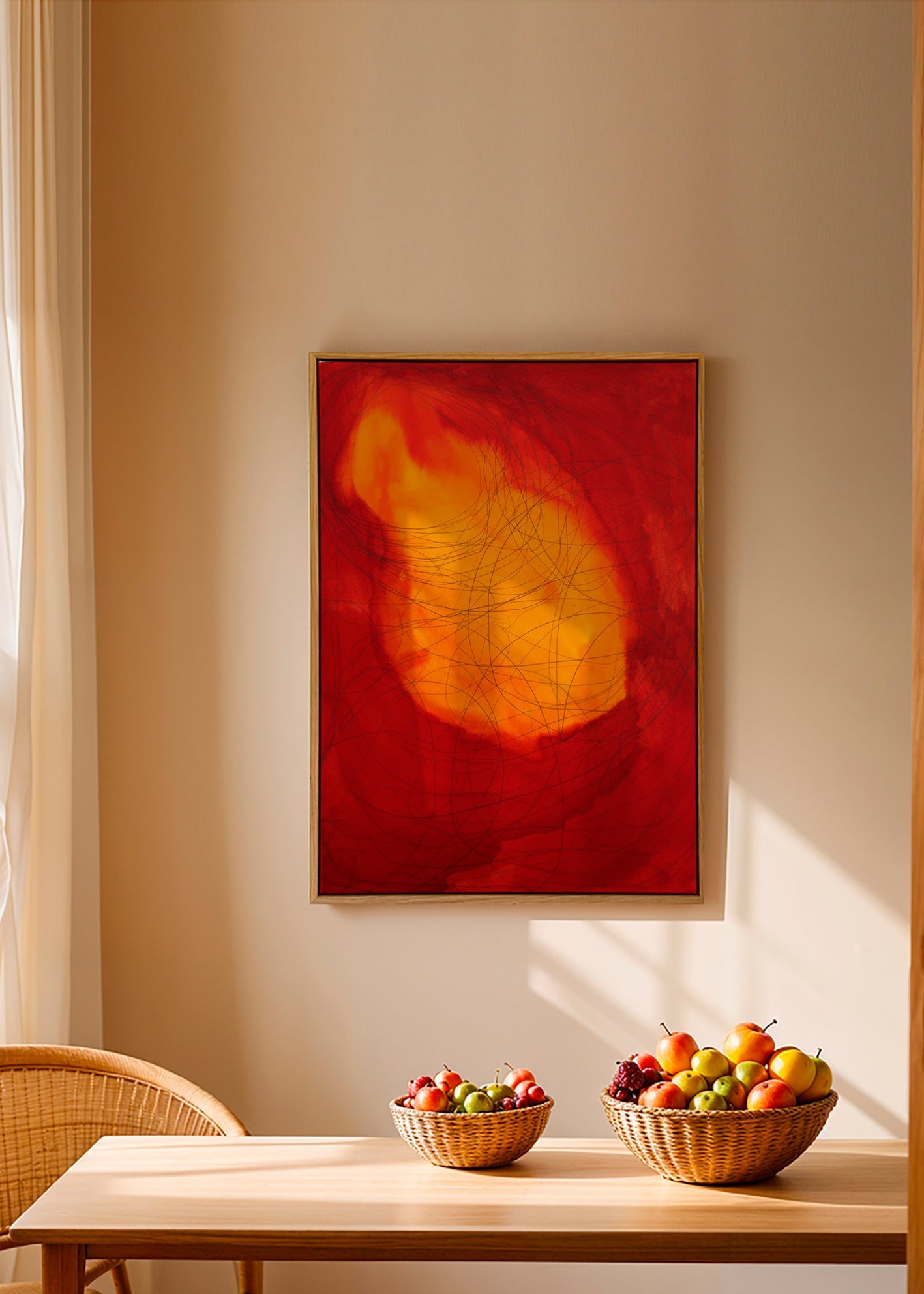 Tableau abstrait rouge et jaune – Canvas2