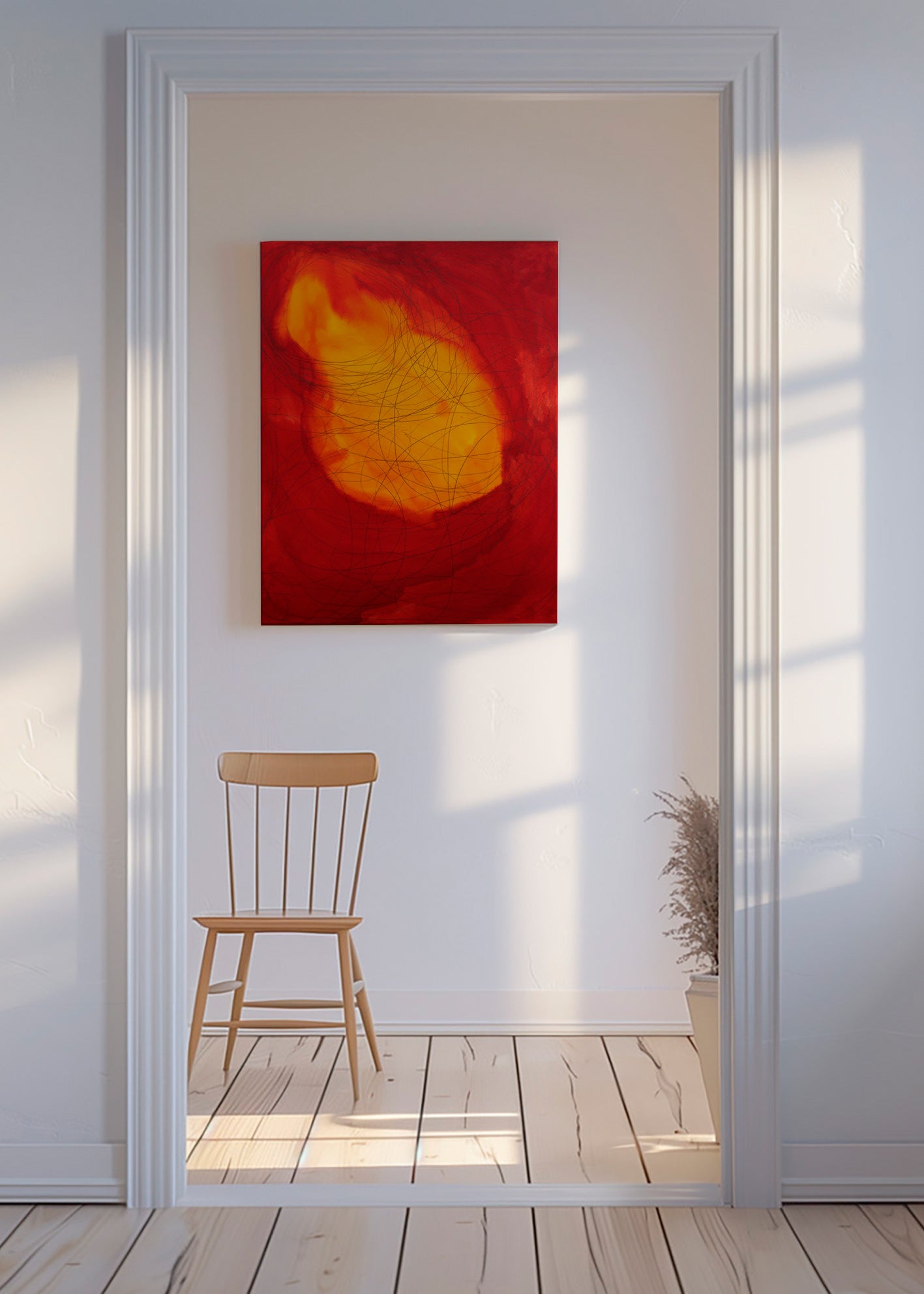 Tableau abstrait rouge et jaune – Canvas