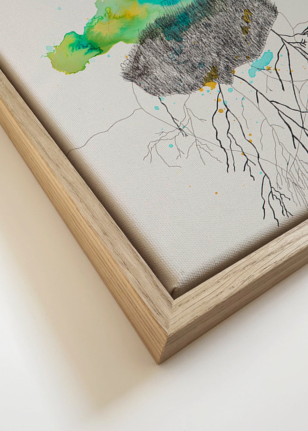Impression botanique arbre et racines en encre et aquarelle – Canvas detail