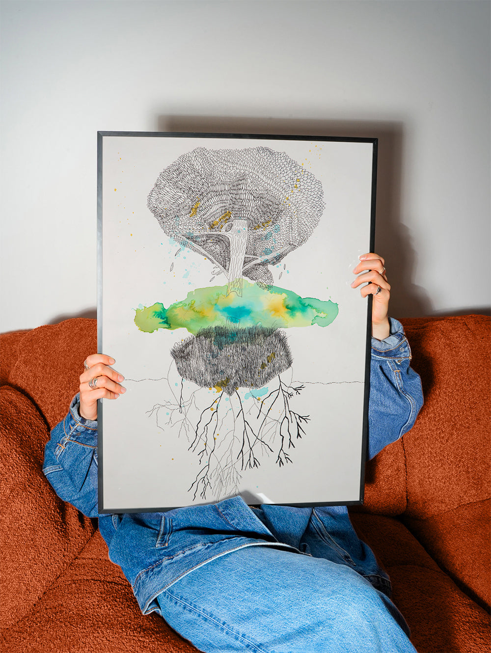 Impression botanique arbre et racines en encre et aquarelle – Product2