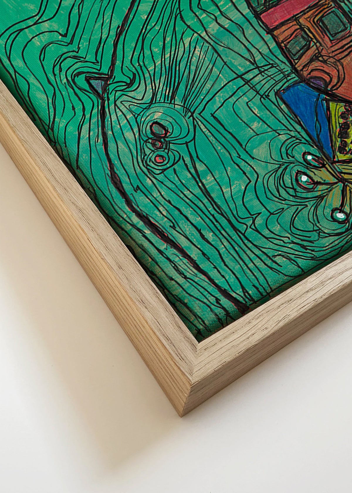 Illustration ludique avec personnage sobre fond vert – Canvas detail