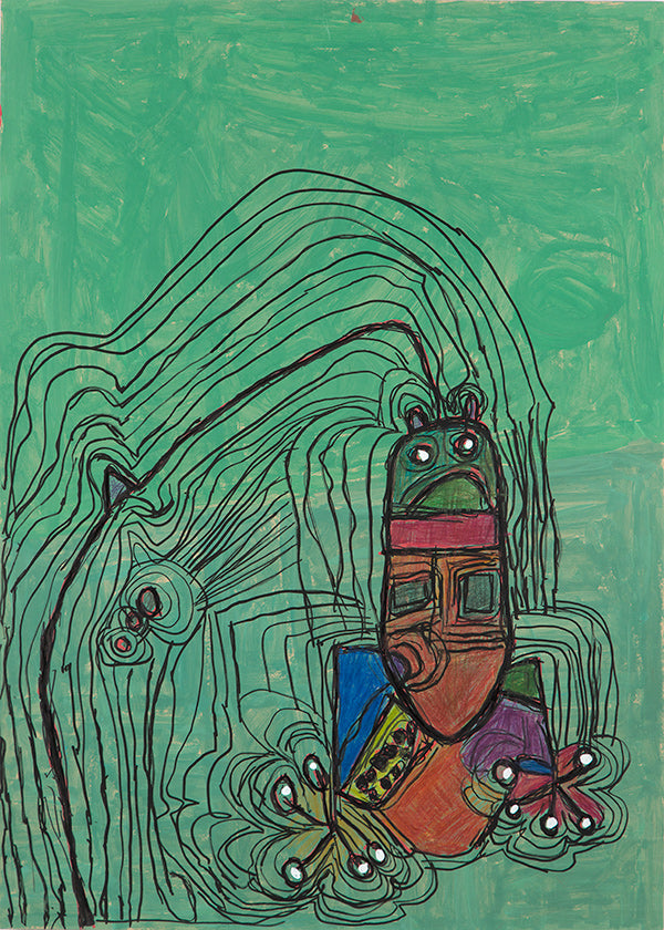 Illustration ludique avec personnage sobre fond vert