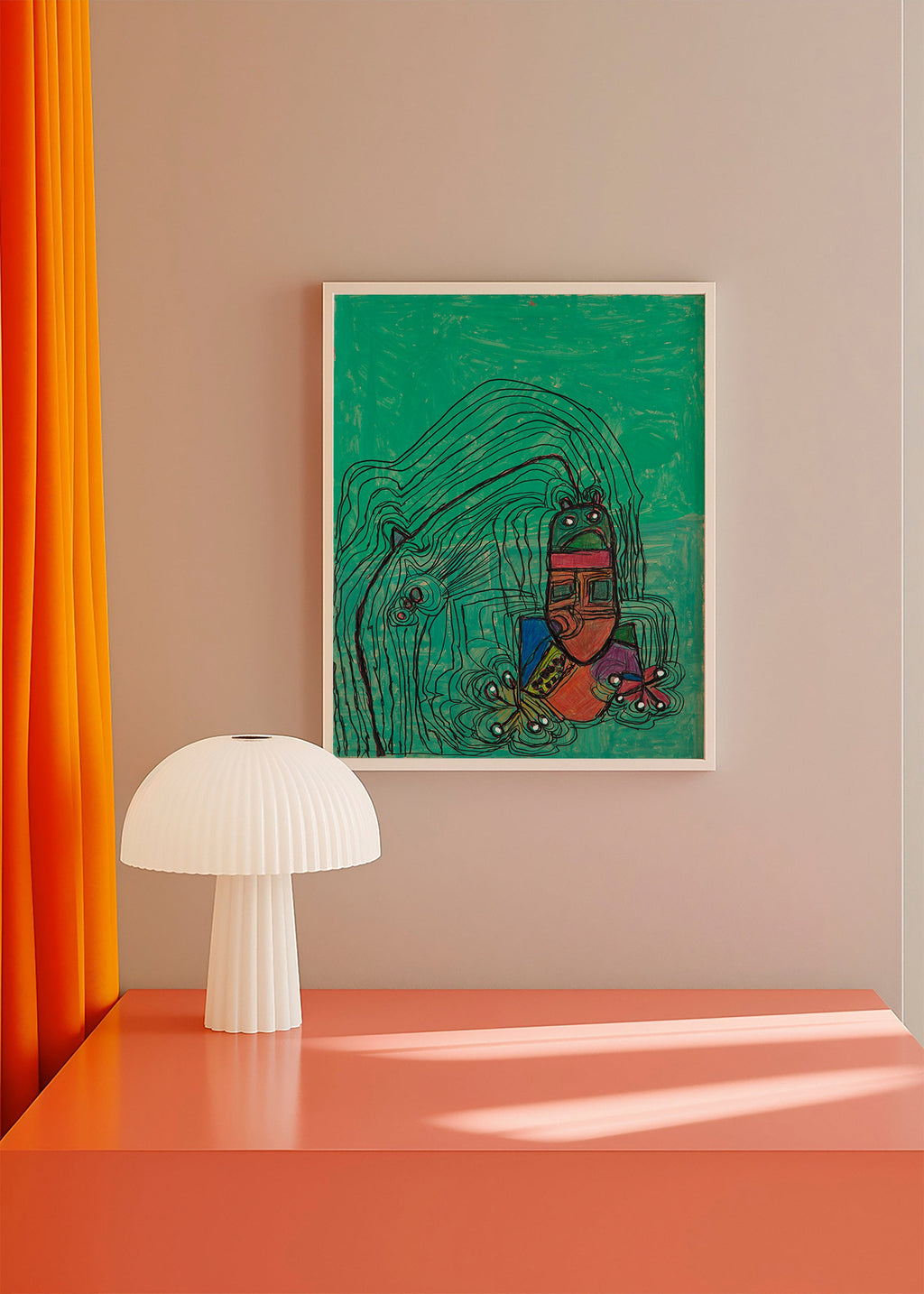 Illustration ludique avec personnage sobre fond vert – Product1