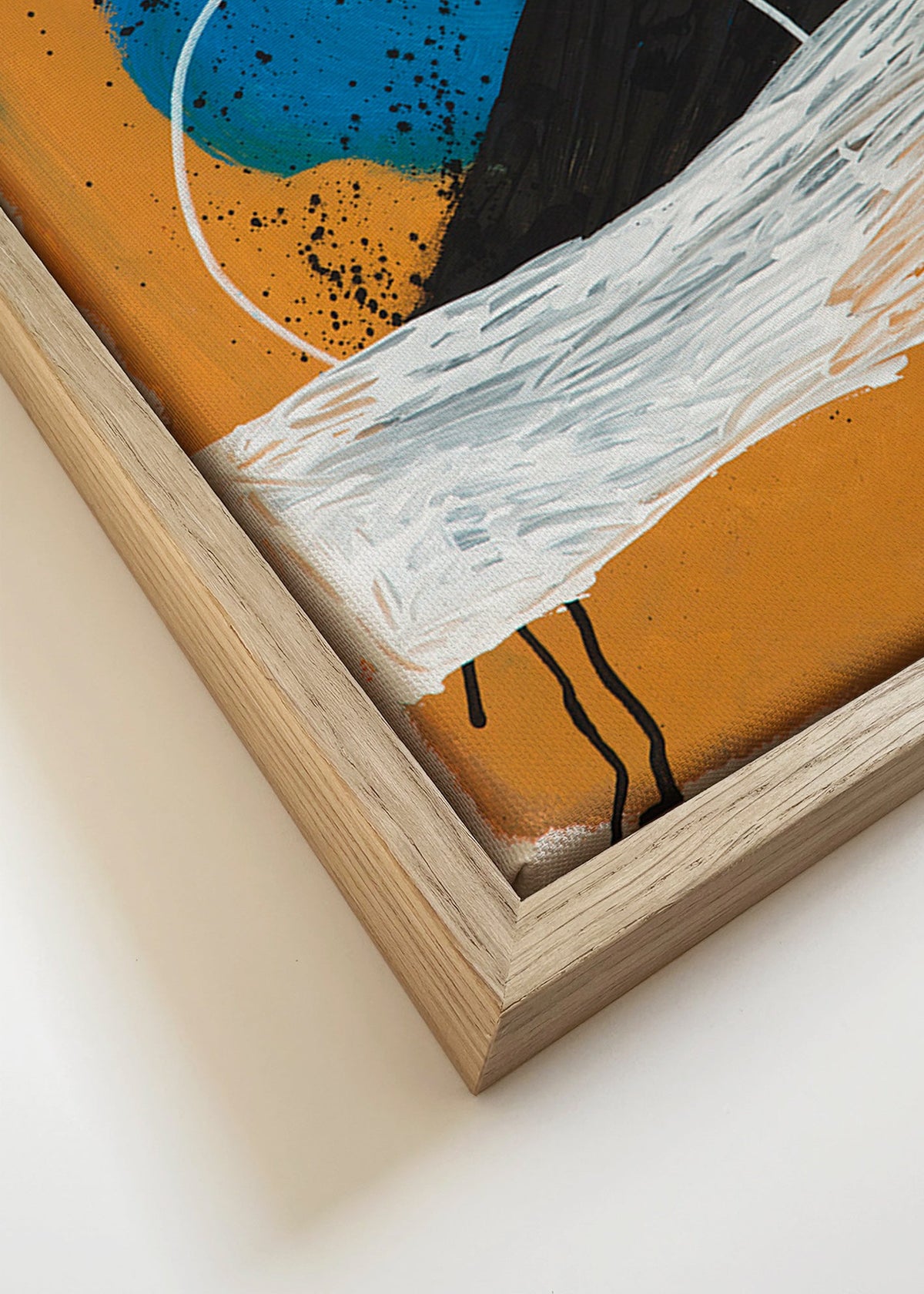 Œuvre abstraite arc côtier en ocre et bleu – Canvas detail