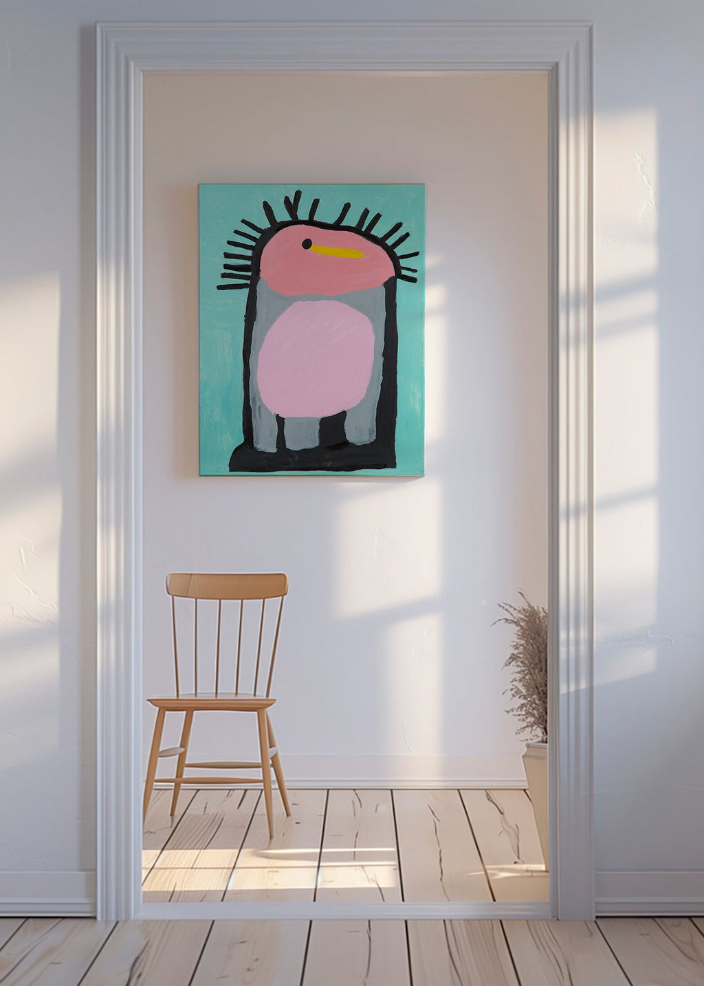 Affiche enfant pingouin rose malicieux – Canvas