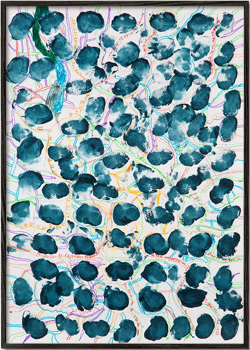 Tableau abstrait à taches bleu marine – Black Frame