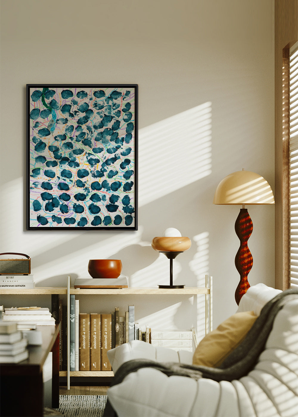 Tableau abstrait à taches bleu marine – Canvas1