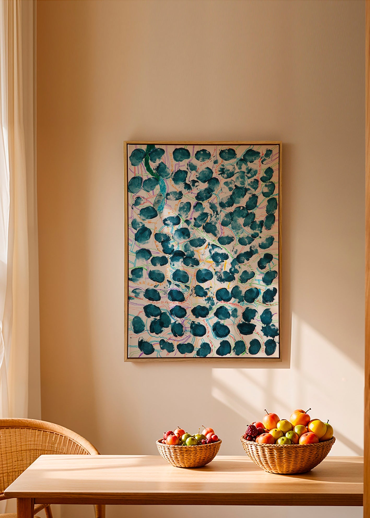 Tableau abstrait à taches bleu marine – Canvas2