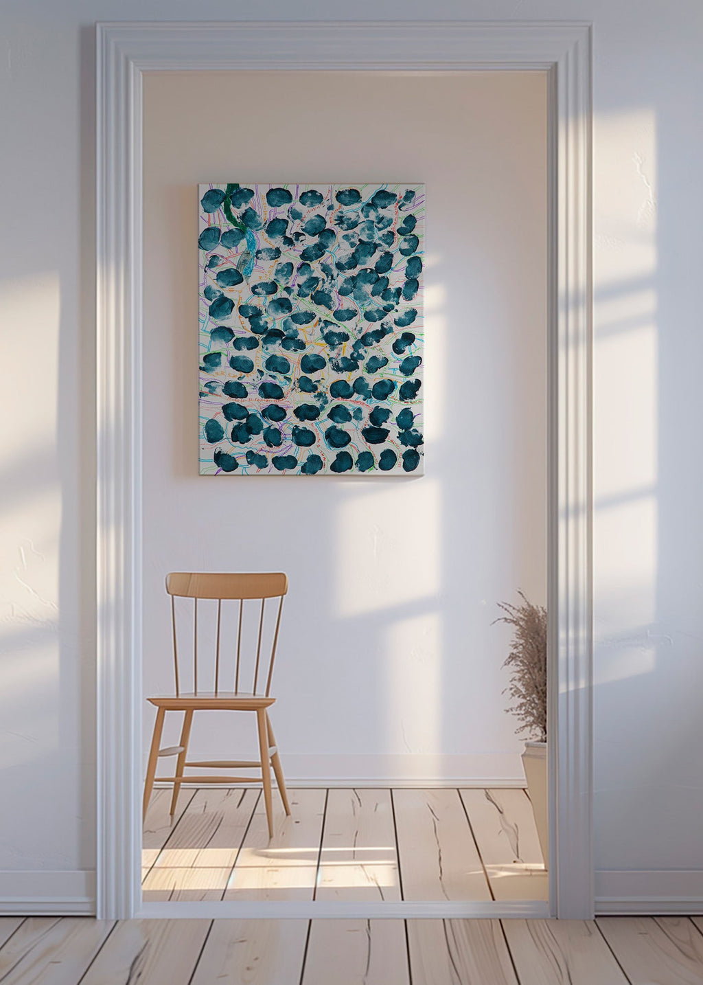 Tableau abstrait à taches bleu marine – Canvas