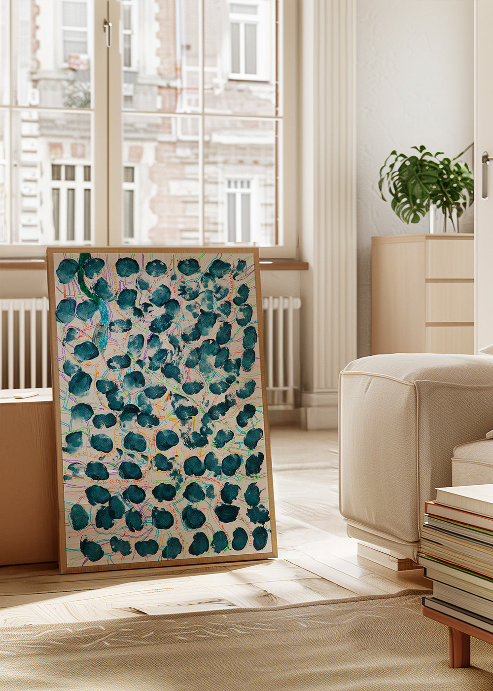 Tableau abstrait à taches bleu marine – Product1