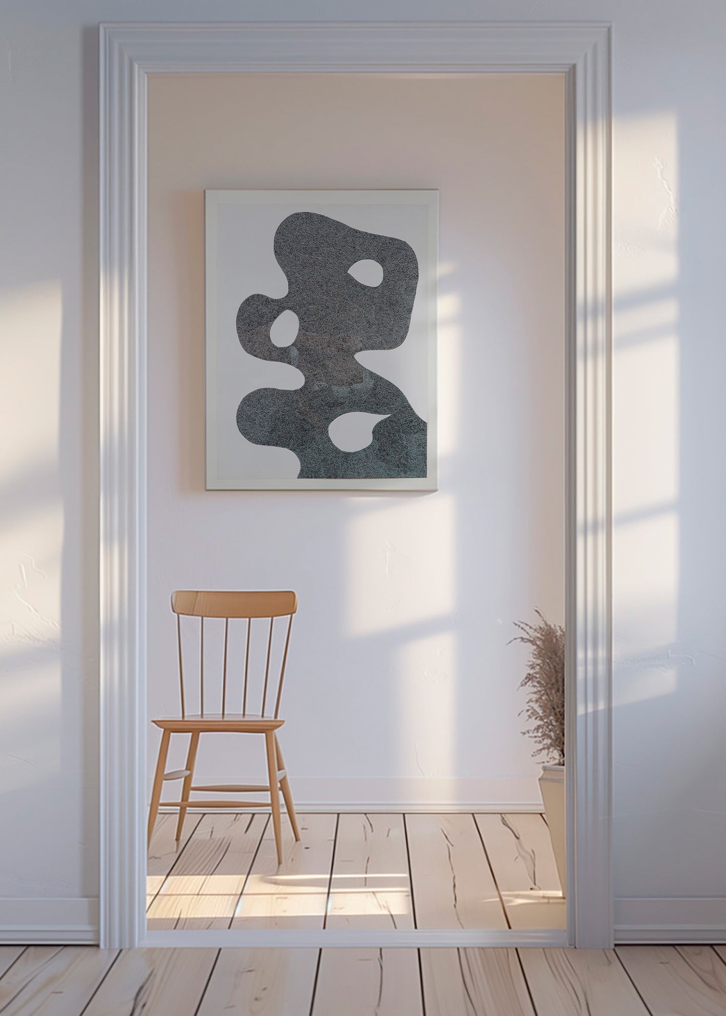 Œuvre abstraite pointillée à grande silhouette – Canvas