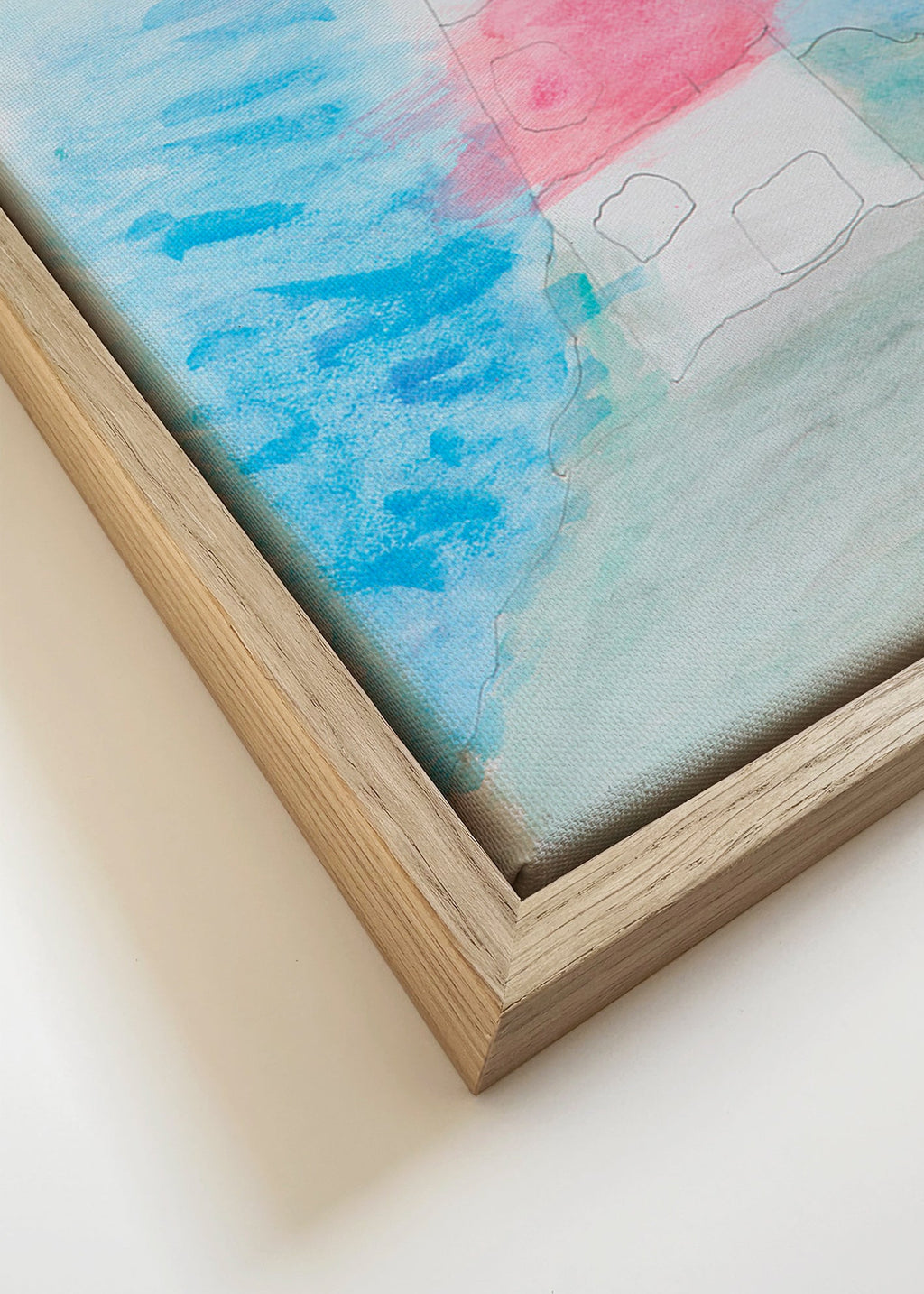 Art de paysage avec phare en aquarelle – Canvas detail