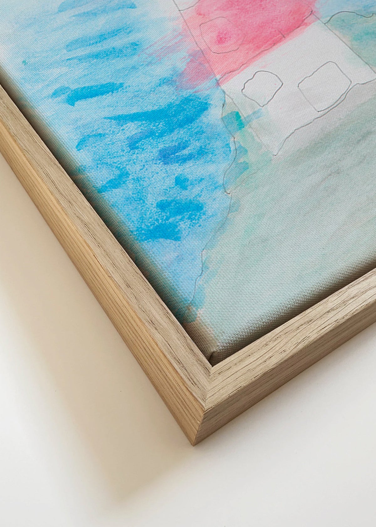 Art de paysage avec phare en aquarelle – Canvas detail